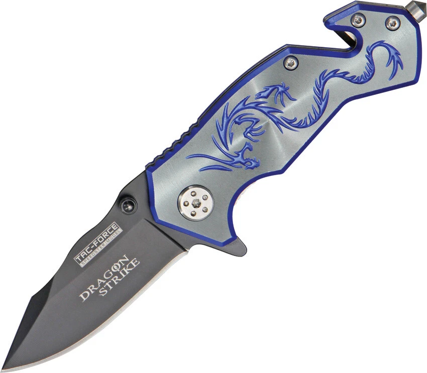 Tac Force Dragon Strike A/O Gray & Blue Rescue Linerlock Folding Knife 686GY - Image 1 of 1