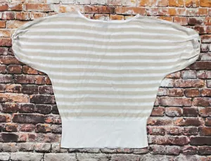 White House Black Market Top Ladies S Beige White Striped Casual Womens - Picture 1 of 11