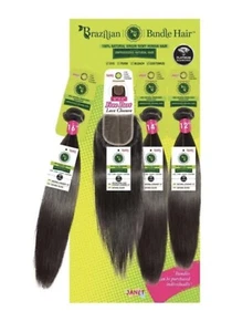 Janet Collection 100% Unprocessed Hair BRAZILIAN STRAIGHT 3PCS + 4X4 FREE PART  - Picture 1 of 6