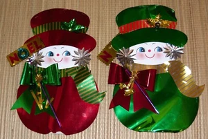 Vintage Snowman Snow Women Die Cut Wall Decor Noel Shiny 3D Christmas #05 - Picture 1 of 7