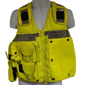 Tactical Vest Hi Viz Hi Vis Integrated Pouches Security Airsoft Police Size L - Picture 1 of 7