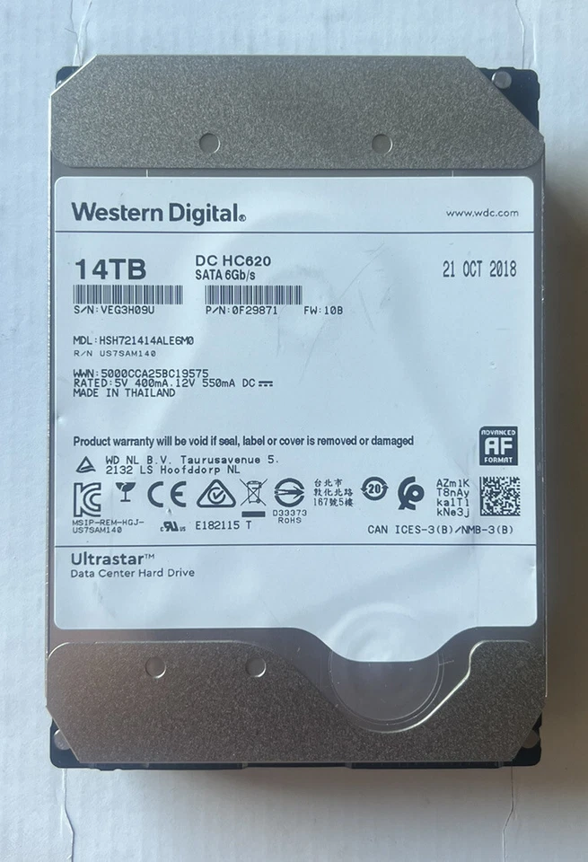 HSH721414ALE6M0 14TB Sata Ultrastar DC  HC620 Series Data Center HD 0F29871 - Image 1 of 1