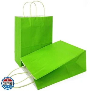 AZOWA Medium Gift Bags Light Green Kraft Paper Bags With Handles (7.5 x 3.9 x - Picture 1 of 5