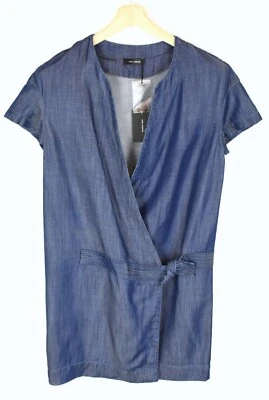 Cop Copine Road Dress Women (EU) 36 Mini With Belt Wrap Short Sleeves Denim Look - image 1 of 4