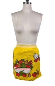 Grembiule vintage anni 70 giallo cucina frutta farfalla pepe shaker spugna cottage - Foto 1 di 7