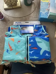 SwimWays Child shark Print Swim Vest Safe Ages 2-4 Swim Step 2 Life Jacket - Picture 1 of 1