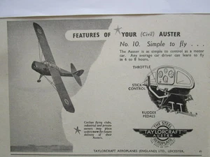 11/1945 PUB TAYLORCRAFT AUSTER STEEL AEROPLANE AVION AIRCRAFT ORIGINAL AD - Picture 1 of 2