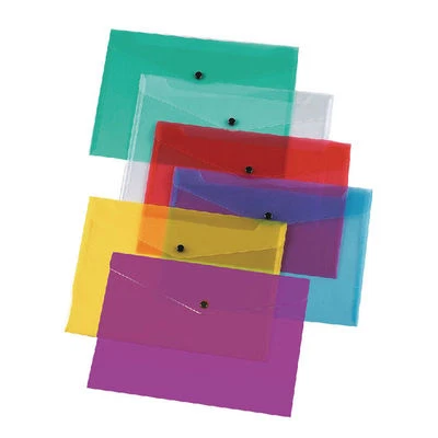 A4 Plastic Stud Closing Document Wallets Files Folders Assorted Colour Choice - Image 1 of 4