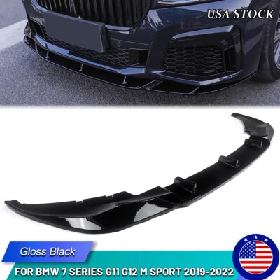 Gloss Black For 2019-2022 BMW G11 G12 7-Series M Sport Front Bumper Splitter Lip — 第 1/4 张图片