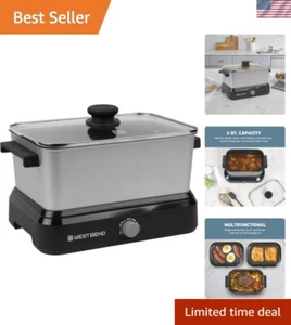 Vielseitiger 6 Quart Schongarer mit variabler Temperaturregelung & Antihaft-Topf - Silber - Bild 1 von 12