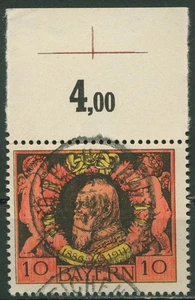 Bayern 1911 Prinzregent Luitpold Oberrand Schnittmarkierung 93 A OR gestempelt - Bild 1 von 1