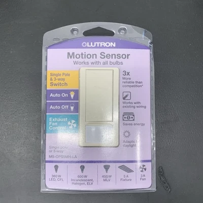 Interruptor de sensor de movimiento único/3 vías Lutron MS-OPS5MH-LA - nuevo sellado Foto 1 de 3