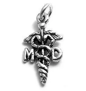 925 Sterling Silber MD Caduceus Charm - Bild 1 von 1