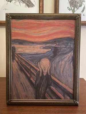 Impresión enmarcada The Scream Edvard Munch 8x10 marco dorado vintage galería arte de pared Foto 1 de 2