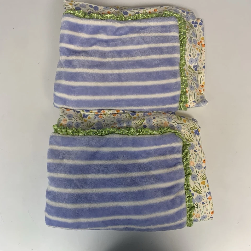 Juego de funda de almohada Matilda Jane Truth or Dare a rayas floral felpa azul suave Foto 1 de 4