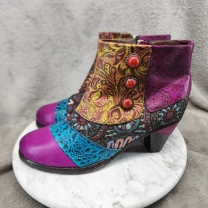 Socofy Schuhe Damen Größe EU 39 US 8,5 Mehrfarbig Leder Stiefeletten *GUC* - Bild 1 von 13