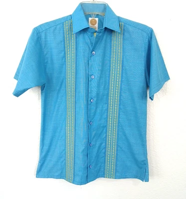 Uxmal Manchester Cotton Caribbean Gueyabera Shirt Boy’s 14 Embroidered NWT - Image 1 of 4