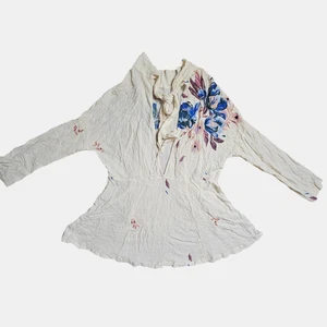 Free People Gemma Tunic Mini Dress Floral Open Back Mock Neck L Ivory Rayon - Picture 1 of 11