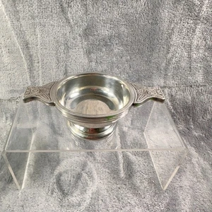 Vintage Schottischer Zinn Quaich Becher Keltischer Knoten Trinkschale Freundschaft Geschenk - Bild 1 von 9