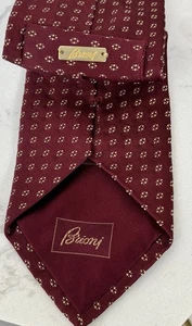 Brioni Herren Seidenkrawatte Seide in Burgund Strukturiert Geometrisches Design - Bild 1 von 4