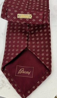 Brioni Men's Silk In Burgundy Textured Silk Tie Geometric Design - image 1 of 4