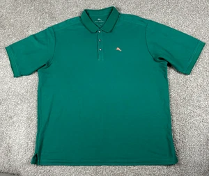 Tommy Bahama Polo Shirt Mens 2XL Green Solid Short Sleeve Supima Cotton XXL - Picture 1 of 11