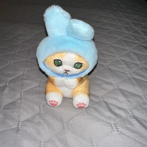 "Llavero de felpa sombrero de conejito azul gato con 4""" - Imagen 1 de 2