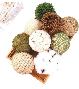 9 Piece 3.5" Decorative Ball Orb Rattan Woven Orbs Bowl/Vase Filler Decor - Picture 1 of 4