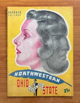 vintage 1937 NCAA OHIO STATE BUCKEYES vs NORTHWESTERN WILDCATS FOOTBALL PROGRAM - Image 1 of 3