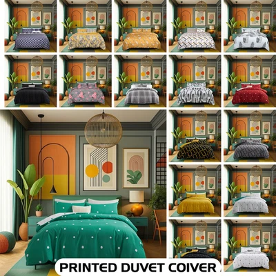 KENSINGTON HOMEWARE High Quality Printed Duvet Cover Reversible Design Durable & Comfortable 3PC Set