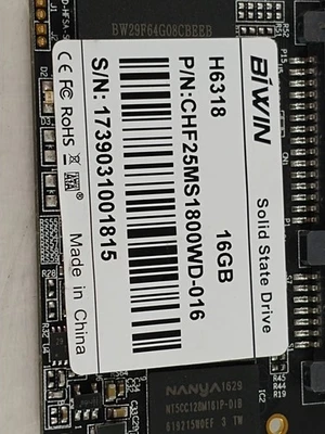 Lot of 2 BIWIN H6318 CHF25MS1800WD-016 16 GB SATA III 1.8 in Solid State Drive - Image 1 of 4