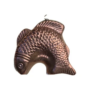 Vintage Fish Hanging Copper Tin Lined Mold Kitchen Wall Decor 9"×8" - Picture 1 of 4