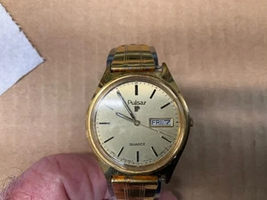 Vintage Pulsar Men's Wristwatch &563-8579 Untested with Flatau Don Juan Band (L) - Picture 1 of 4