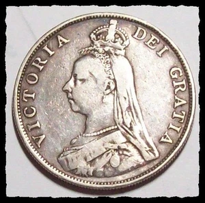 1889 GREAT BRITAIN Double FLORIN KM #63  .925 Sterling VF   22.62g  #6D49 - Picture 1 of 2