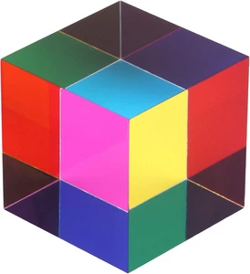 CMY Color Cube 50mm Acrylic Prism Science Educational Toy Desk Decor New - Picture 1 of 6