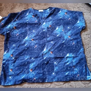 Womens Scrubs GALAXY Pattern Handmade Size 2XL - Picture 1 of 3