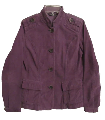 Chaqueta Eddie Bauer Mujer XL PANA Algodón Elástico Bolsillos Abotonados Ciruela Profunda Foto 1 de 4