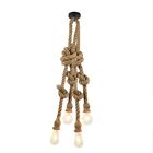 Earth Yellow Hand Woven Hemp Rope Chandelier 4 Heads Natural and Comfortable