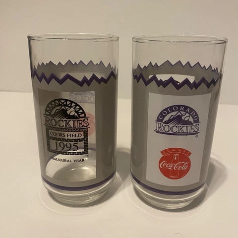 2 COLORADO ROCKIES 1995 COORS FIELD INAUGURAL YEAR Tumbler GLASS SET Cover