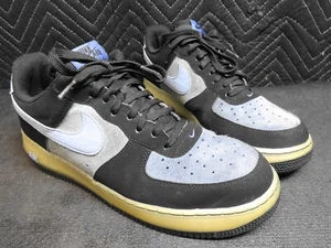 US Size 10.5 - Pair Nike Air Force 1 Low Blue Suede w Black Men's Athletic Shoes - Picture 1 of 15