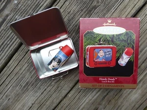 1999 Hallmark Keepsake Ornament Howdy Doody Lunch Box Set of 2 - Lunchbox X-Mas - Picture 1 of 5