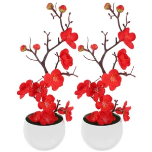 2 Pcs Realistische Kunstpflanze Bonsai Garten-Desktop-Ornamente Büro - Bild 1 von 19