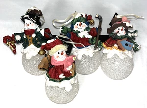 4er Set Schneemann & Schneefrau Ornamente Schneeball Glitzer - Bild 1 von 9