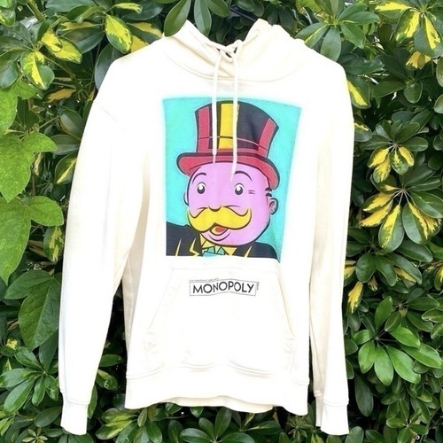 OFF WHITE MONOPOLY Felpa con Cappuccio Off White Panna Uomo Small mai indossata Nuova senza etichette