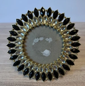 Nicole Miller Home Collection Round Black & Clear Rhinestone. Gold Tone Holds 3” - Picture 1 of 2