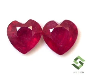 9x9 mm Natural Ruby Heart Shape Cut Pair 6.72 CTS Faceted Loose Gemstones GF - Picture 1 of 6
