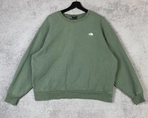 The North Face Sweatshirt Women L Olive Green Fleece Lined Crew Neck Cozy Preppy - Picture 1 of 19