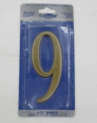 (WhiteHall) DeSign-it PLACA DE DIRECCIÓN #9 LATÓN SATINADO 4,75" Foto 1 de 3