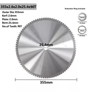 Metal Cutting Blade 355mm 14 Inch x25.4mm 90T Carbide Circular Saw Blade For Alu - Picture 1 of 7