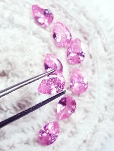 Pink Sapphire Pear Shape 6x4 mm Size/8 Pcs. Loose Gemstone With Free Gift - Picture 1 of 8